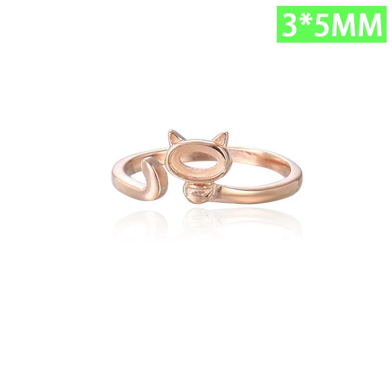 cat ring 3 4 5 6 empty bracket handmade DIY jewelry DZ1690