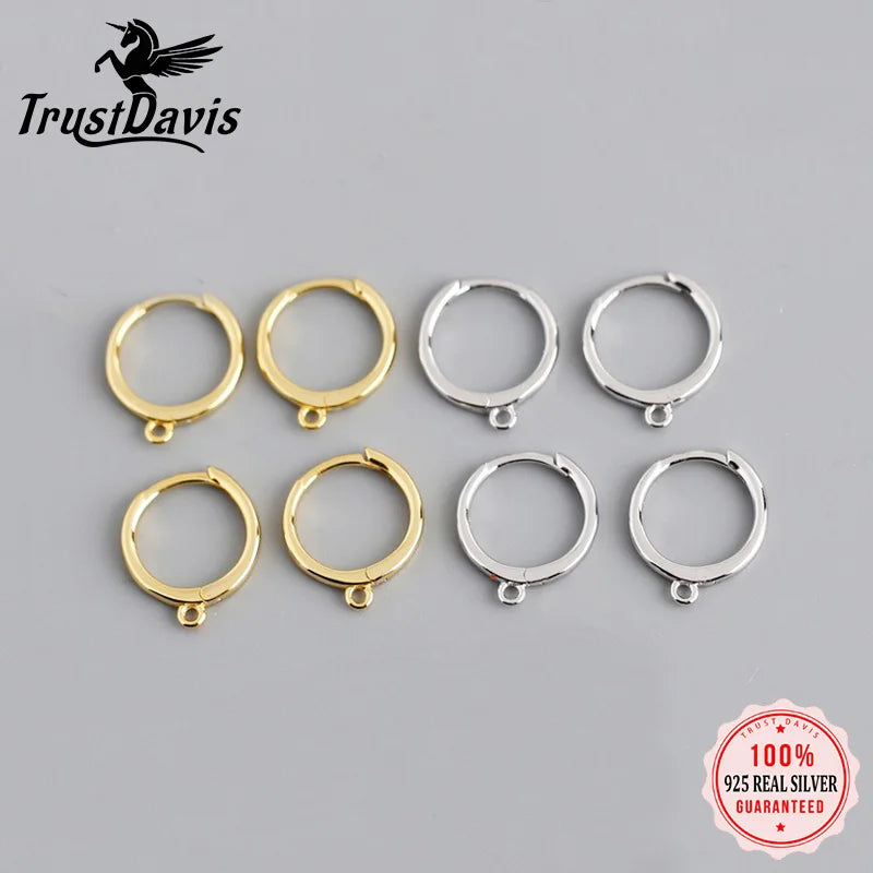 TrustDavis Real 925 Sterling Silver Fashion Vintage Closed Circular Earrings Handmade DIY Accessories Wholesale DZ1702