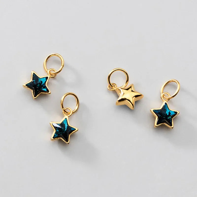 Star Blue Shiny CZ Charm Pendant DZ298