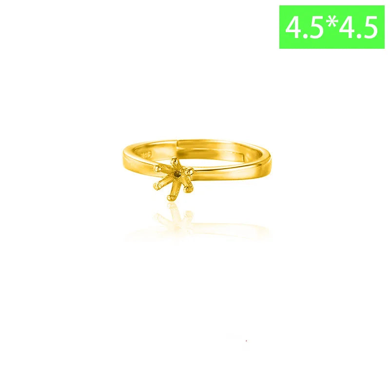 TrustDavis Real 925 Sterling Silver Fashion Six Claw Couple Ring Empty Stand Handmade DIY Accessories Wholesale DZ1688