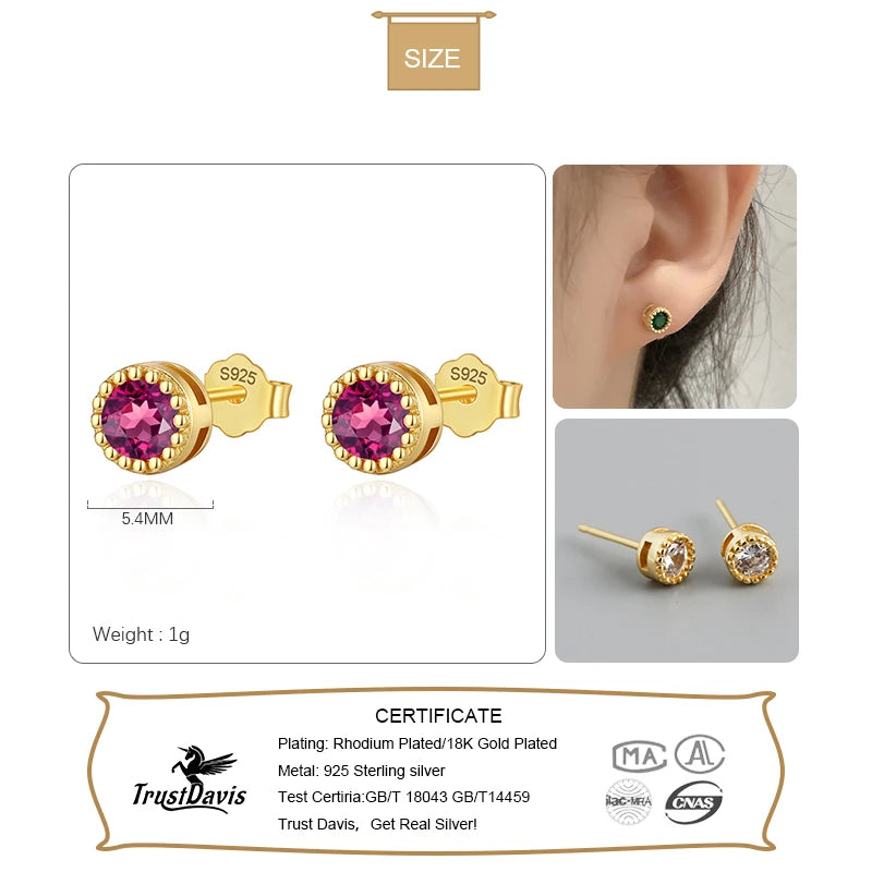 Colour CZ Triangle Round Charm Stud Earrings DA2701