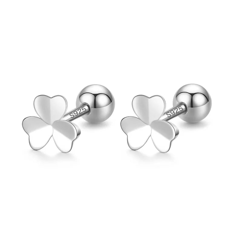 Trustdavis Real 925 Sterling Silver Fashion Sweet Clover Flowers Beads Screw Stud Earrings For Women Wedding Fine Jewelry DA2260