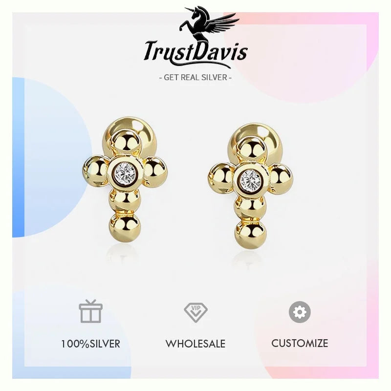 Cross Zirconia Screw Earrings DS5023