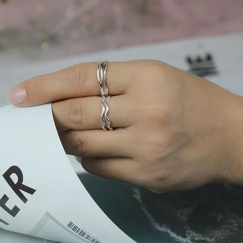 Fashion Sweet Geometric Irregularity Opening Ring DB159