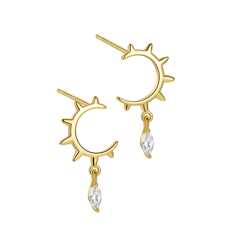 Fashion Horse Eye Zirconia Half Round Earrings DS4282