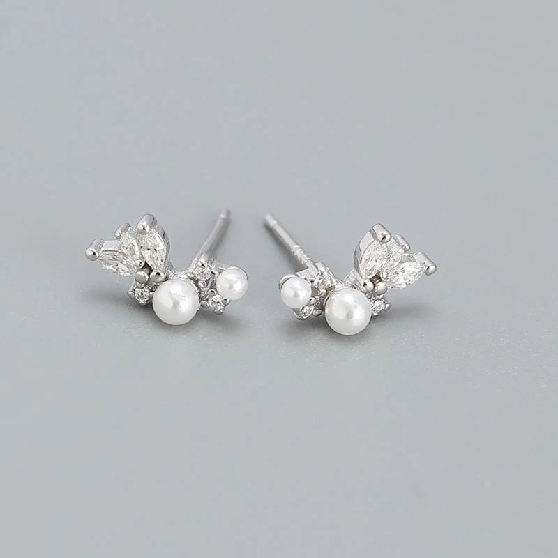 TrustDavis Real 925 Sterling Silver Minimalist Synthetic pearl Stud Earrings For Women Wedding Fine S925 Jewelry Gift DS4032