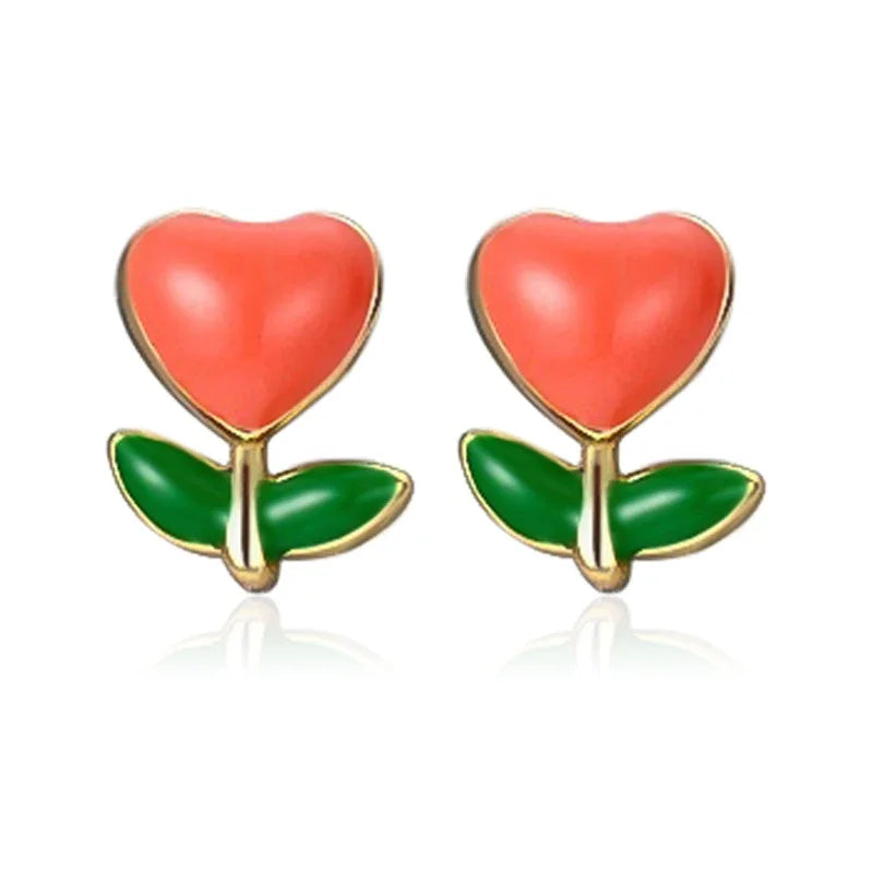 TrustDavis Real 999 Sterling Silver Cute Heart Flower Stud Earrings for Women Young Daughter Birthday Party Gift DS4649
