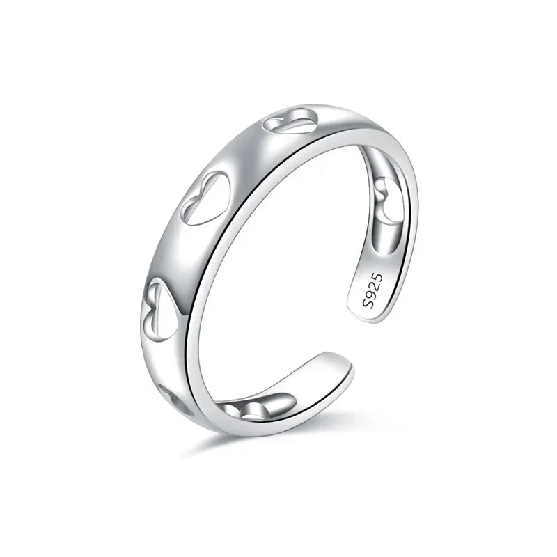 Heart Love Opening Rings For Women Wedding Party Gift Fine Jewelry DG0170