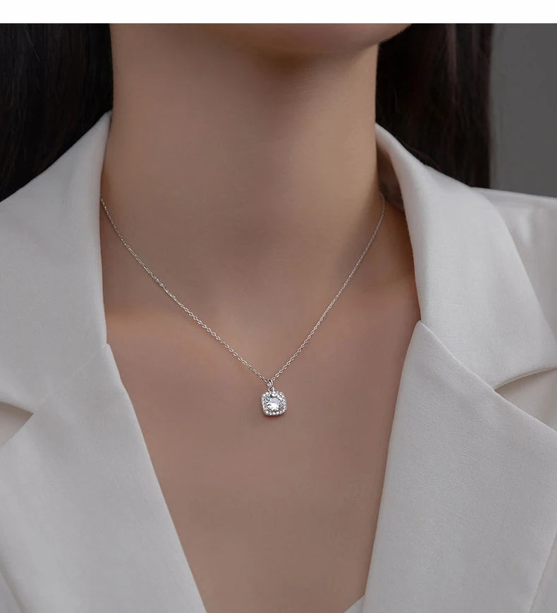 2022 Square Dazzling Clean CZ Clavicle Necklace DE0090