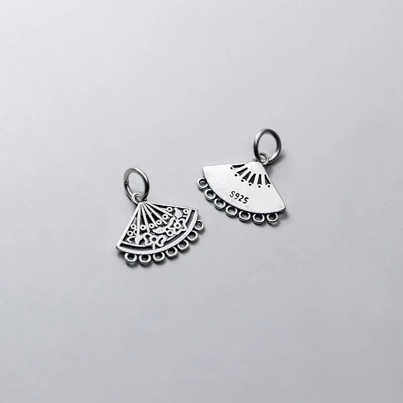 TrustDavis Real 925 Sterling Silver Fashion Hollow Sector Charm Pendant Handmade DIY Accessories Fine Jewelry Wholesale DZ1741