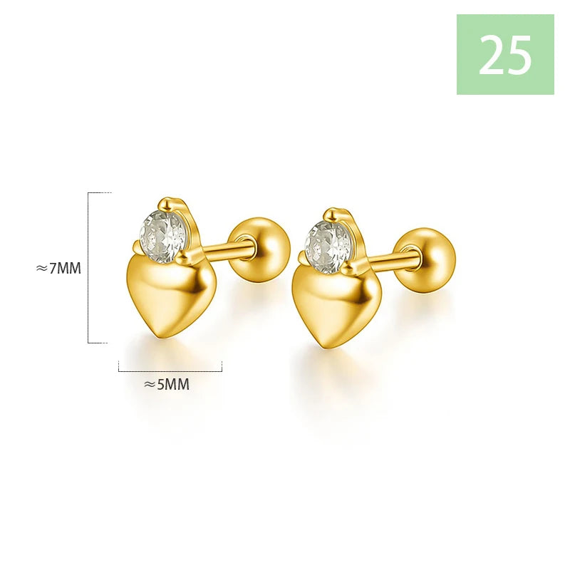 Geometric Zircon Screw Stud Earrings DS4644