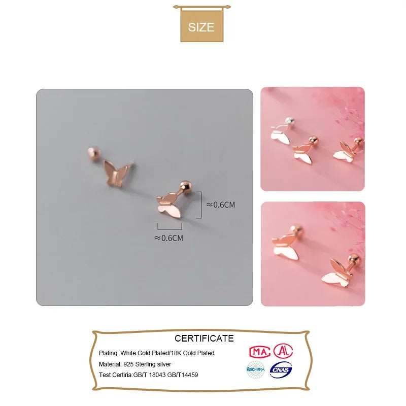 Butterfly Screw Stud Earrings DB317