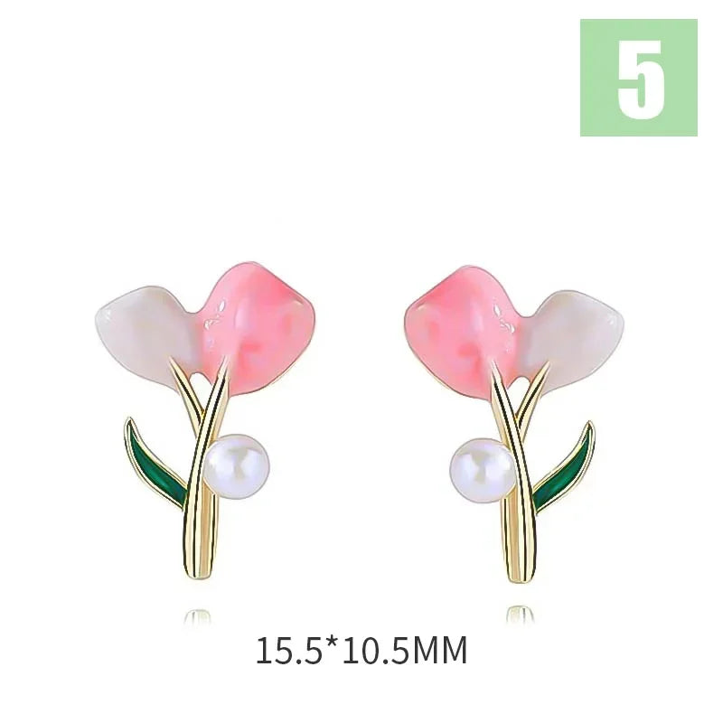 TrustDavis Girls 925 Sterling Silver Elegant Flower Stud Earrings For Women Daughter Girls Birthday Gift Jewelry DS4181