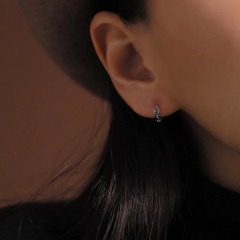 TrustDavis Girls 925 Sterling Silver Geometric Zircon Mini Hoop Earrings for Girls Wedding Party Fine S925 Jewelry DS4627