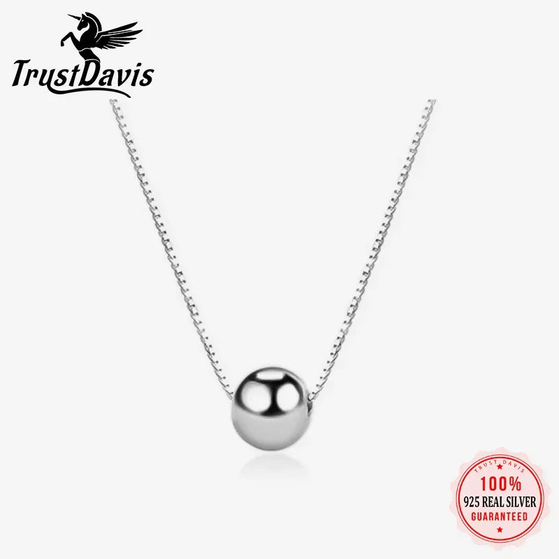 TrustDavis Minimalist 925 Sterling Silver Mini Round Bead Clavicle Chain For Women Wedding Party S925 Necklace Jewelry DS843