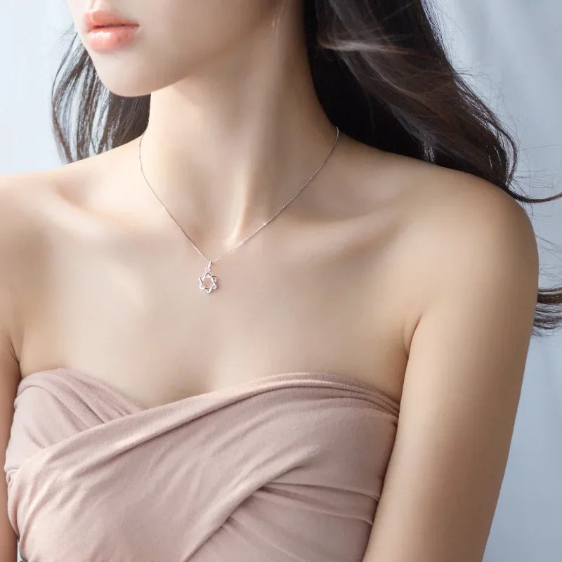 TrustDavis Real 925 Sterling Silver Fashion Hexagram Star Pendant Handmade DIY Necklace Accessories Jewelry Wholesale HY739