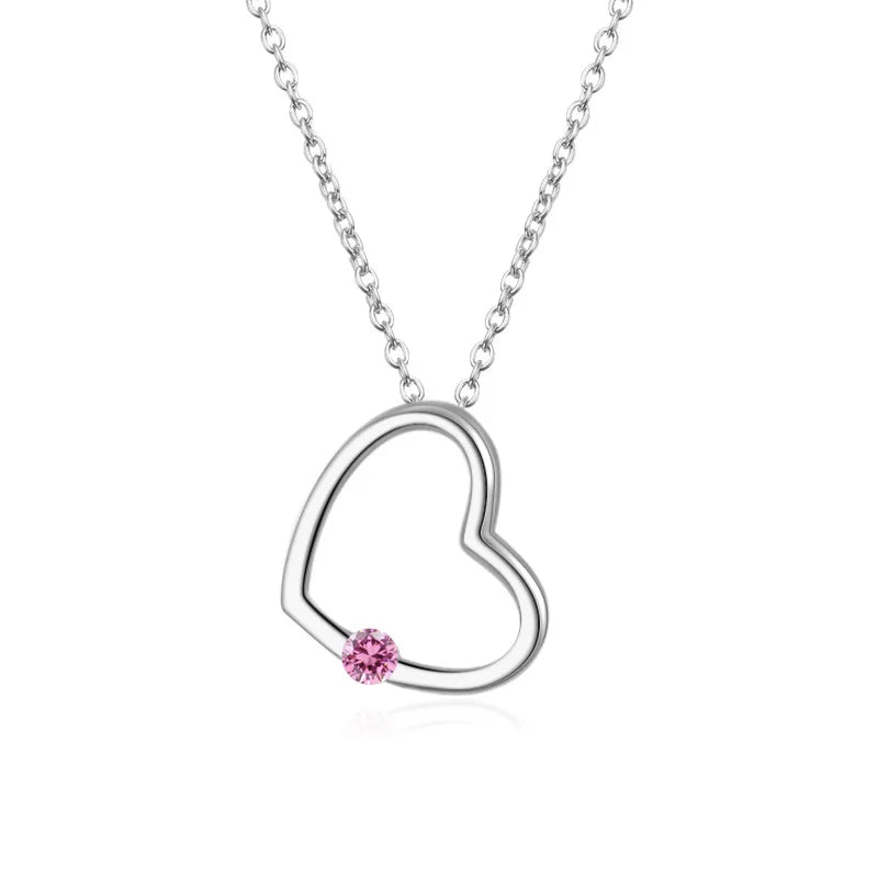 Romantic Heart White Pink Clavicle Necklace DS1092