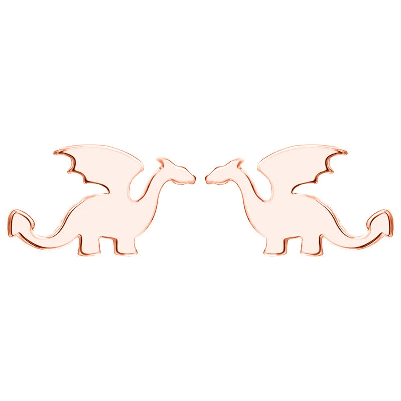 925 Sterling Silver Jewelry Cute Small Dazzling Dinosaur Stud Earrings DT44