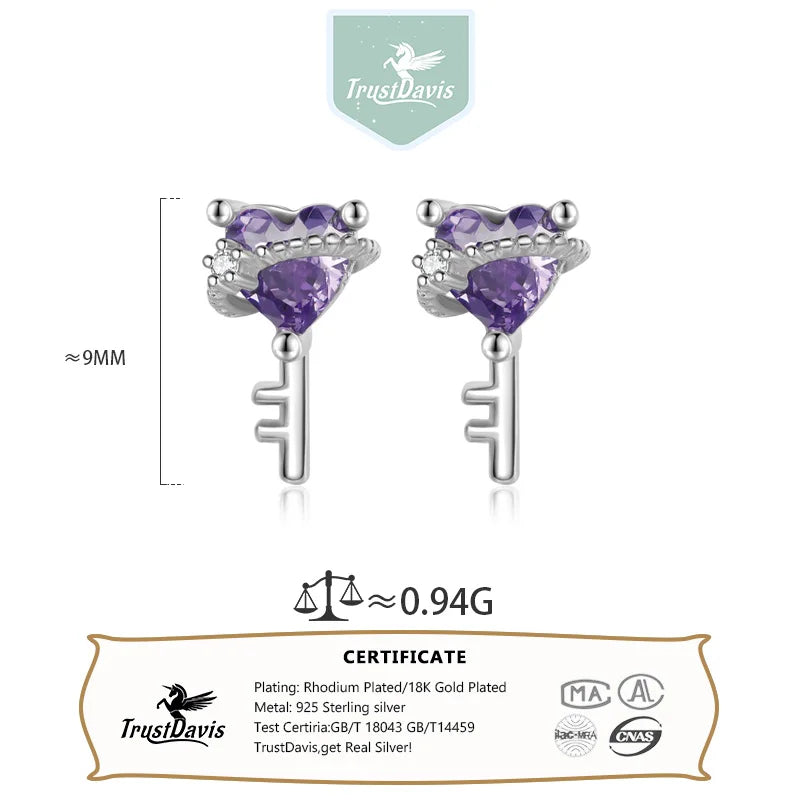 Sweet Love Zircon Key Stud Earrings DA3216