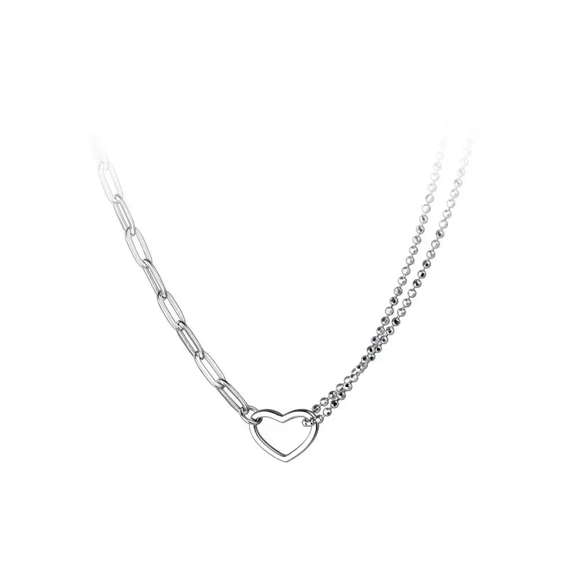 TrustDavis Real 925 Sterling Silver Necklace Heart Beads Chain Necklace For Women Daughter Birthday Gift Fine Jewelry DA2918