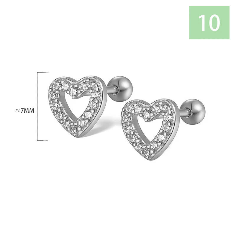 Geometric Zircon Screw Stud Earrings DS4644