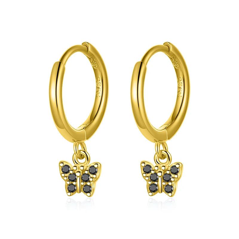 Hoop Earrings Charm Butterfly Zircon DS4116