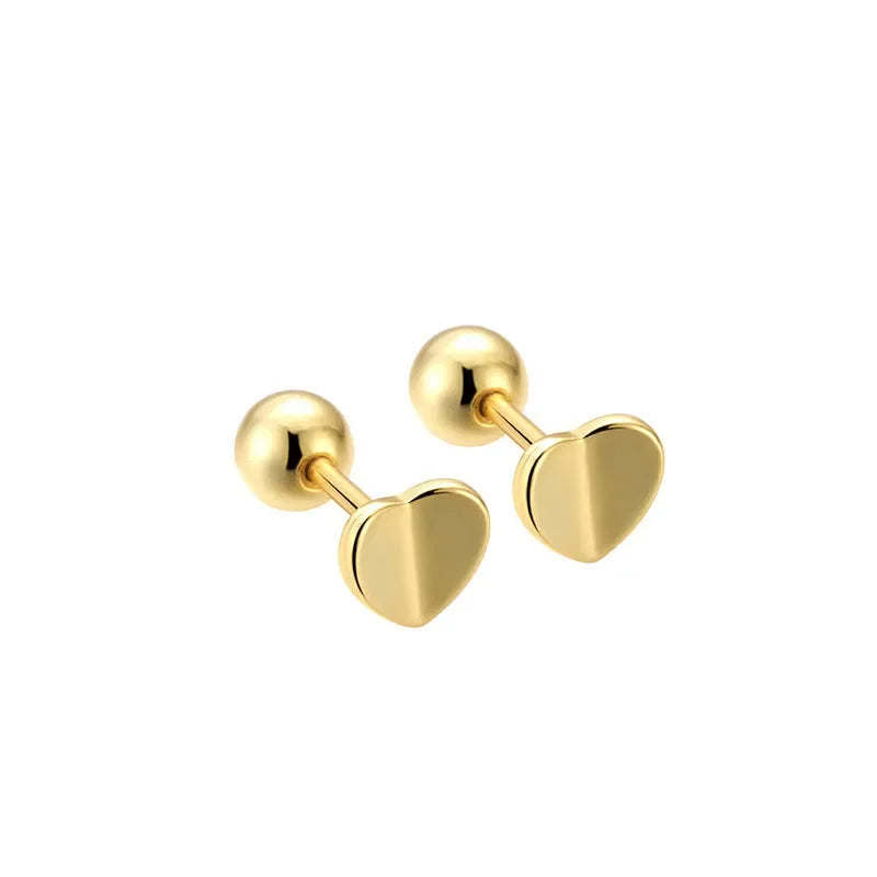TrustDavis Real 925 Sterling Silver Romantic Heart Bead Screw Stud Earrings For Women Wedding Minimalist Fine Jewelry DS1155