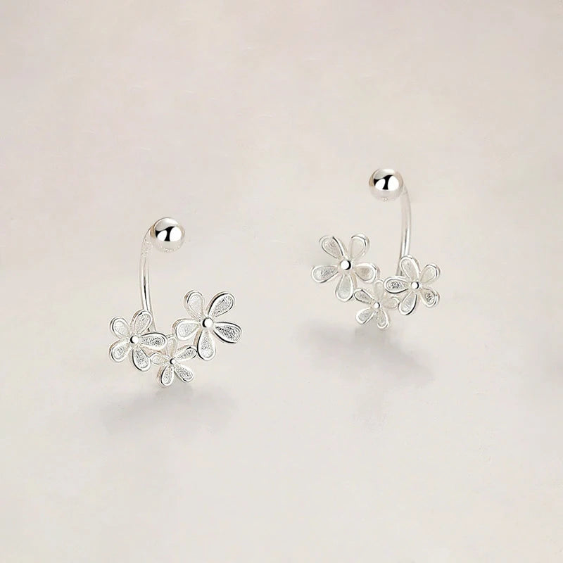 Trustdavis Real 925 Sterling Silver Fashion Sweet Flowers Stud Earrings Woman Girls Birthday Party Gift Jewelry DS4134
