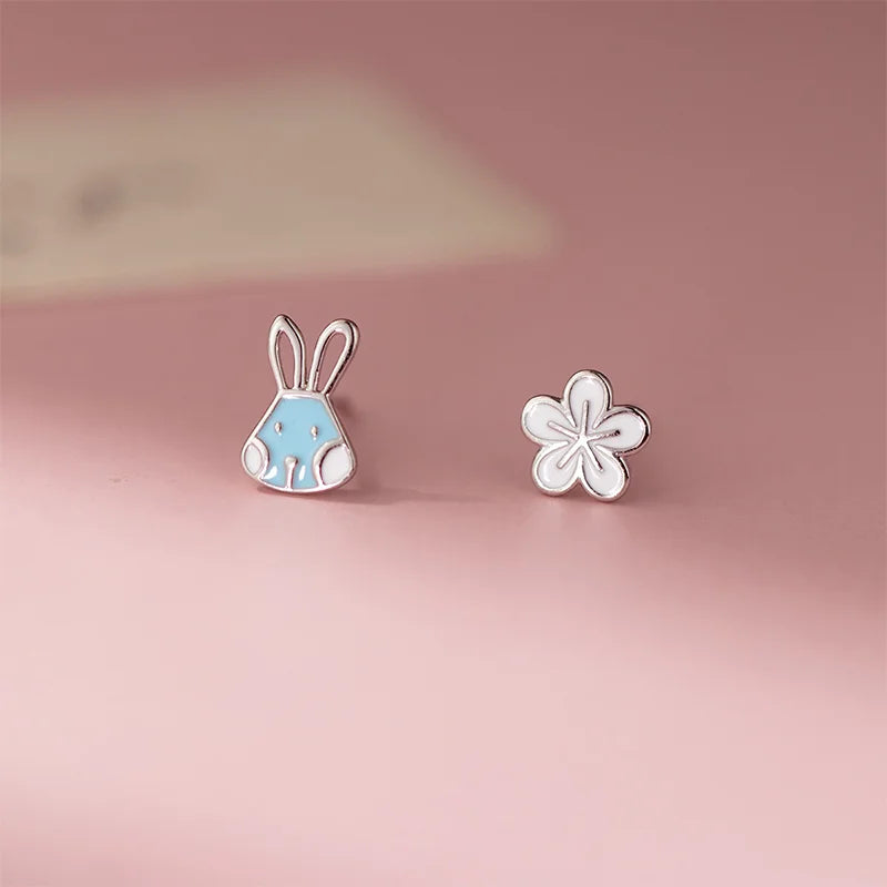 Rabbit and Flower Stud Earrings DS4805