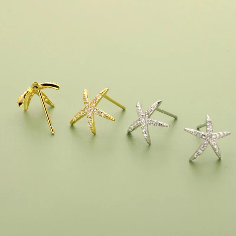 Cubic Zirconia Starfish Stud Earrings DF053