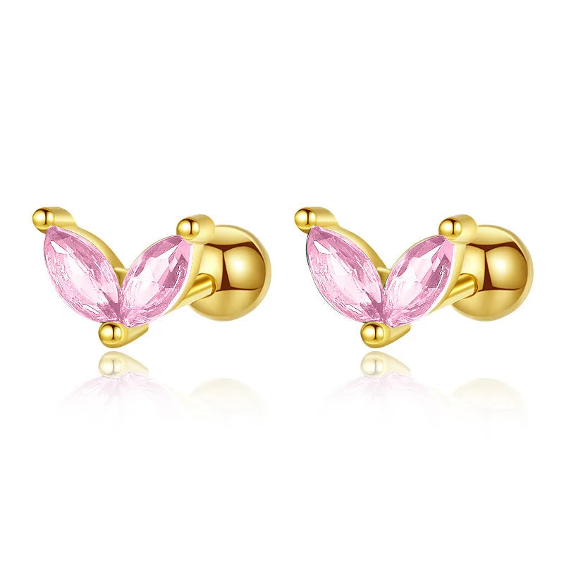 Leaves Shiny Screw Stud Earrings DA2256