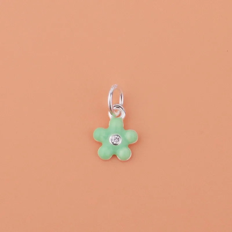 TrustDavis Real 925 Sterling Silver Fashion Drip Gum Flower Charm Pendant Handmade DIY Accessories Fine Jewelry Wholesale HY047