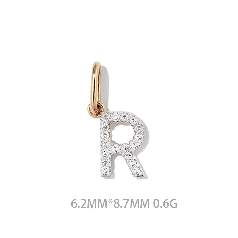 Trustdavis Real 925 Sterling Silver Feshion Simple 26 Letter Zircon Pendant DIY Accessories for Women Girls Fine Jewelry DS4738
