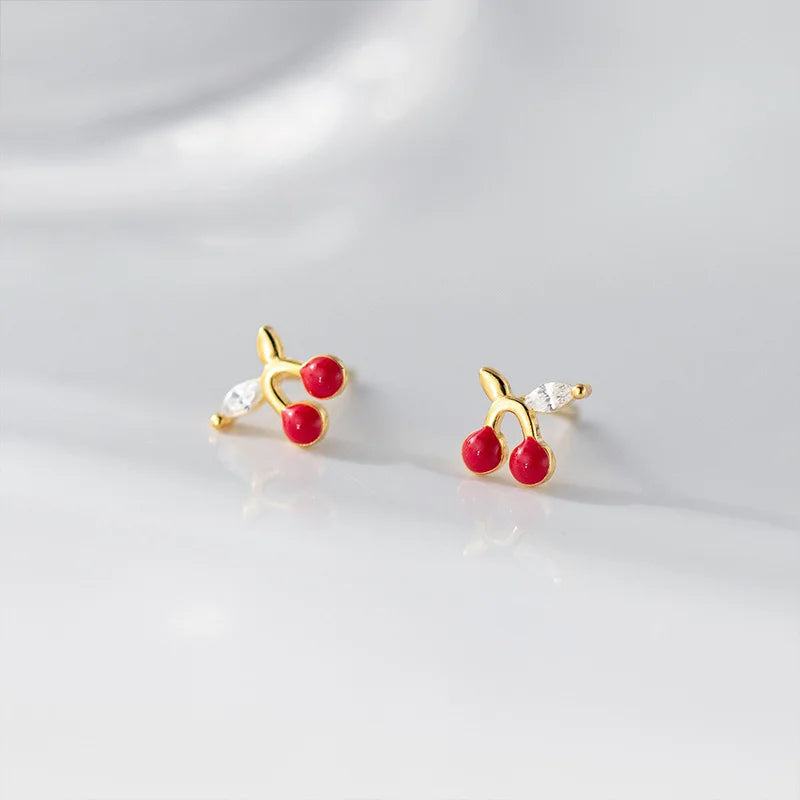 Cherry Zircon Silver Earrings DS4872