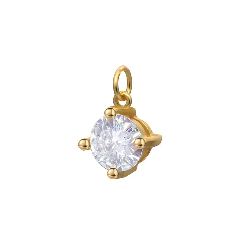 TrustDavis Real 925 Sterling Silver Simple Mini Square CZ Charm Pendant Handmade DIY Accessories Fine Jewelry Wholesale HY046