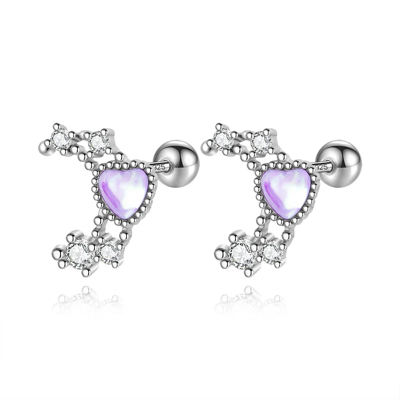 Trustdavis Real 925 Sterling Silver Romantic Heart Moon Shiny CZ Screw Stud Earrings For Women Wedding Fine Jewelry Gift DS4625