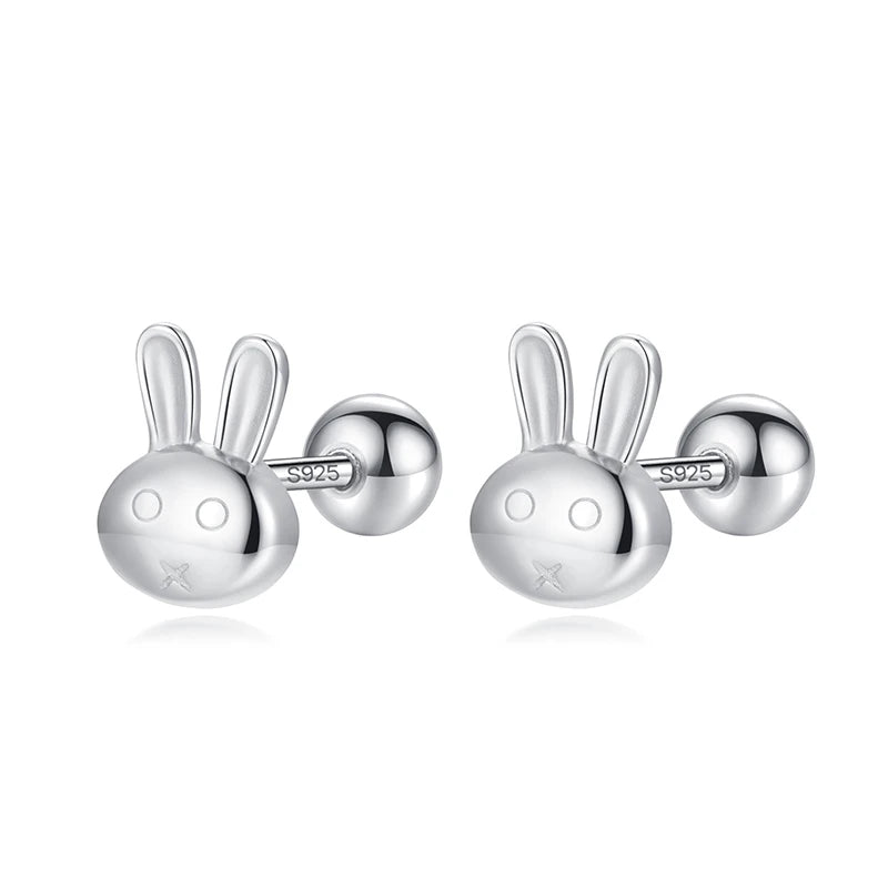 TrustDavis Real 925 Sterling Silver Sweet Rabbit Year Wish Gift Earrings for Daughter Children Birthday Gift Jewelry DS3583