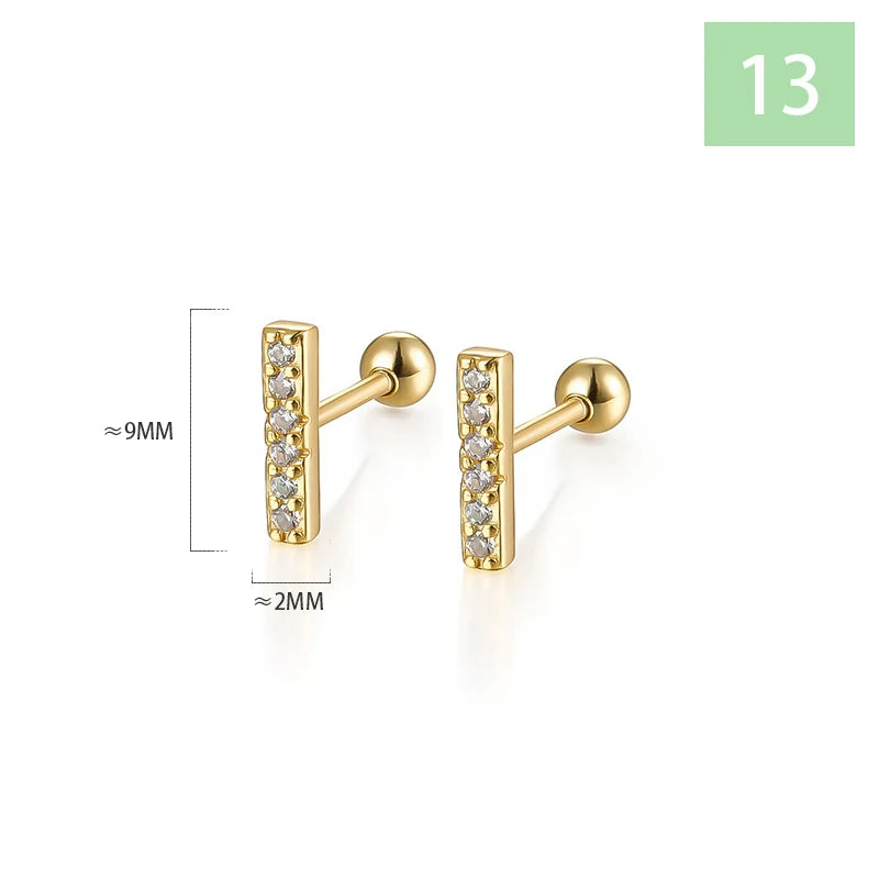 Geometric Zircon Screw Stud Earrings DS4644
