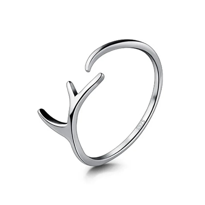 TrustDavis 100% 925 Sterling Silver Fashion Jewelry Antlers Cocktail Ring Sizable 5 6 7 Girls Kids Xmas DS359 Drop Shipping