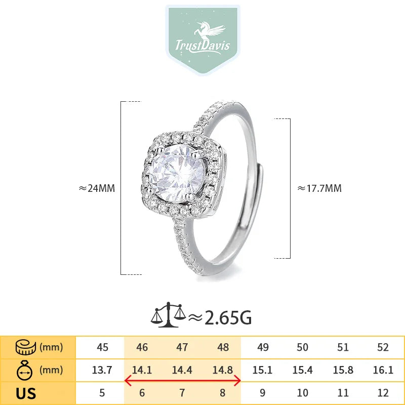 Fashion and Luxury Square Zircon Adjustable Ring DS4932