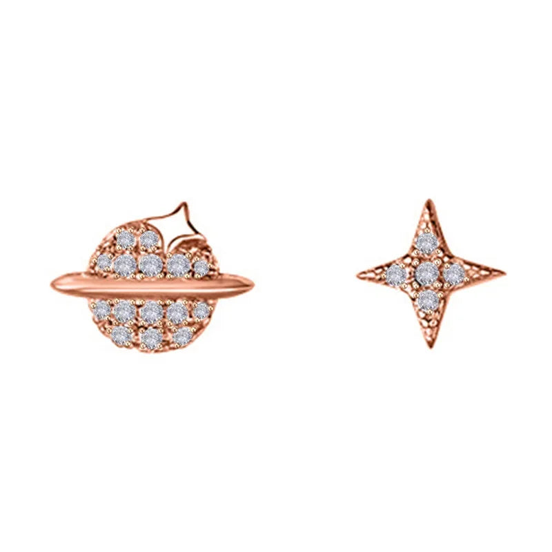 Asymmetric Planet Star Stud Earrings DA629