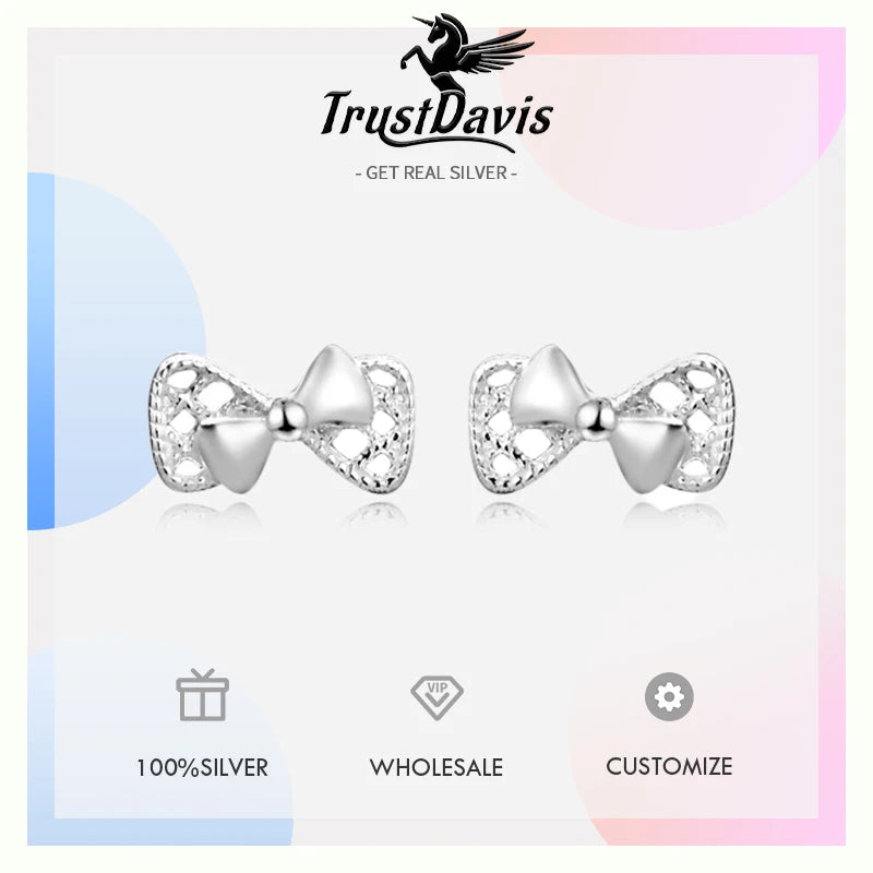 Sweet Bow Knot Bead Screw Stud Earrings DA4054
