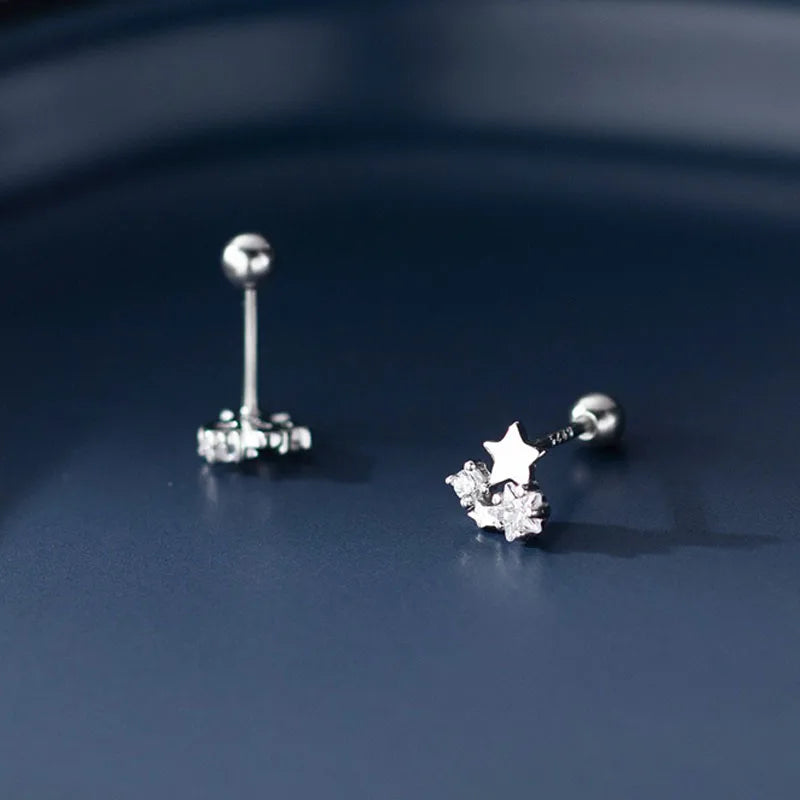 Star-shaped Zircon Silver Stud Earrings DS4904