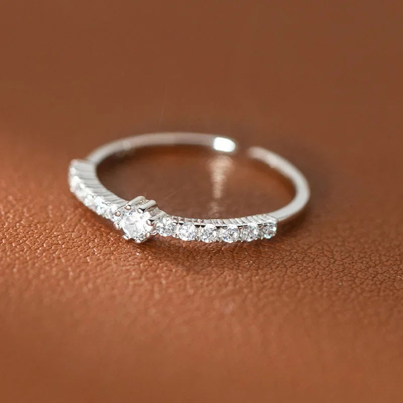 925 Sterling Silver Geometric Zircon Open Ring DS4112