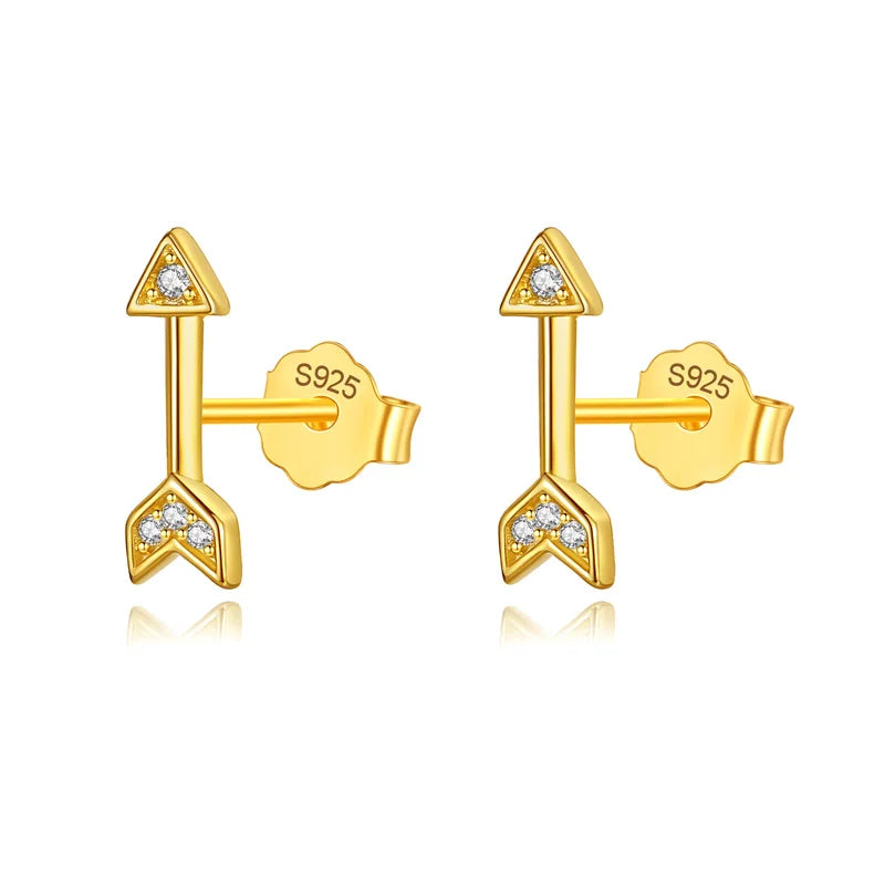 TrustDavis Real 925 Sterling Silver Earring Fashion Arrow Shiny CZ Stud Earring For Women Wedding Wholesale Jewelry DE0019