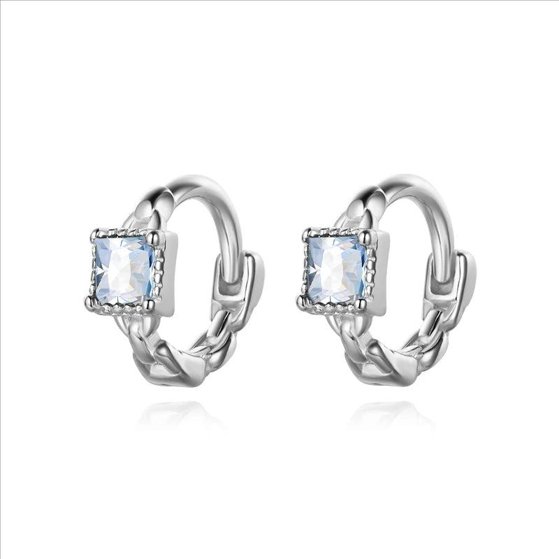 TrustDavis Girls 925 Sterling Silver Geometric Zircon Mini Hoop Earrings for Girls Wedding Party Fine S925 Jewelry DS4627