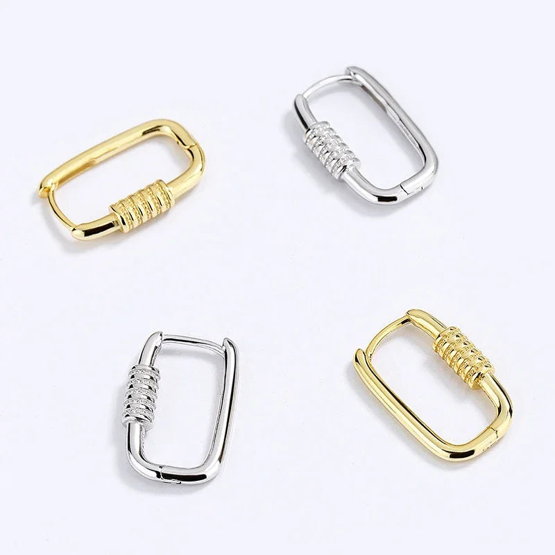 TrustDavis Real 925 Sterling Silver 2022 Cute Rectangle Charm Hoop Earrings For Daughter Girls Birthday Gift Fine Jewelry DG0075