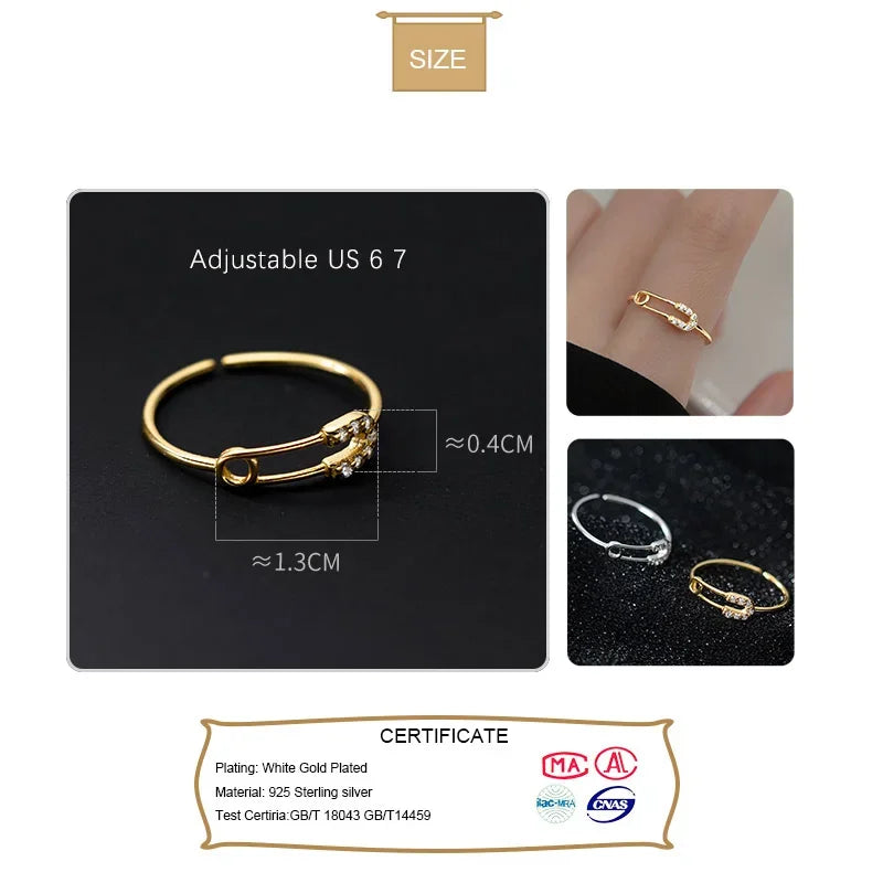 Sweet Paper Clip Shiny Opening Rings DA2438