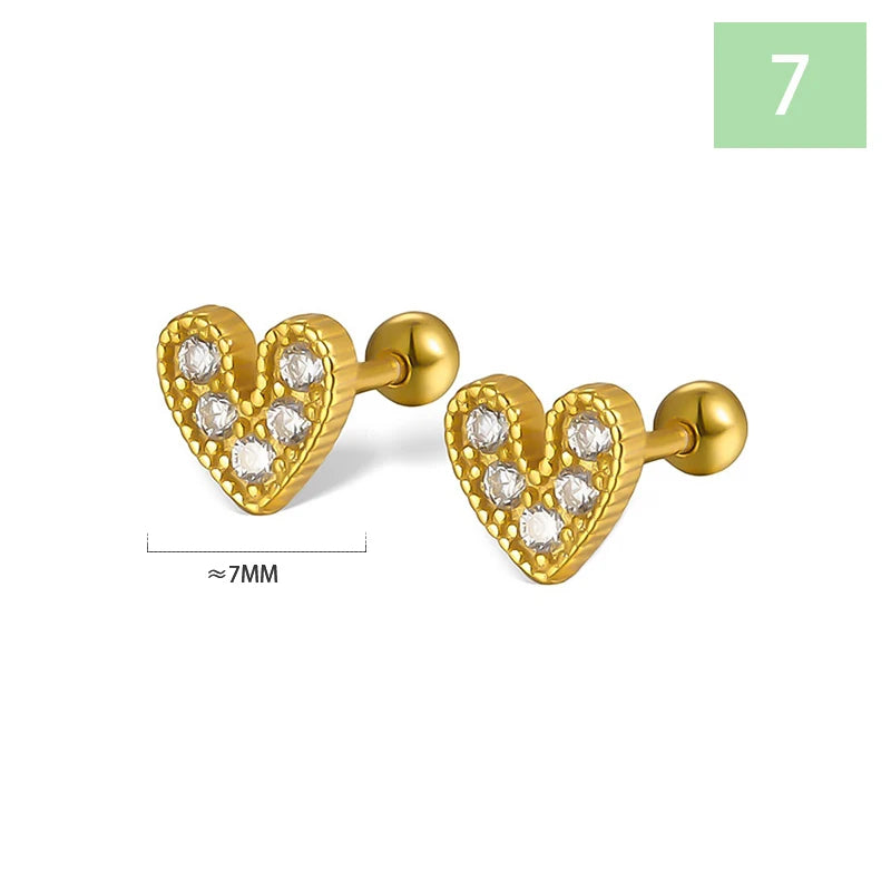 Geometric Zircon Screw Stud Earrings DS4644