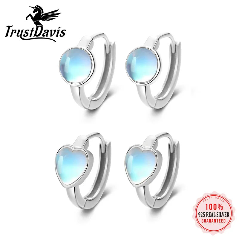Moon Stone Hearts Round Hoop Earrings DS3602